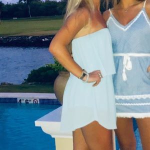 Blue strapless romper (looks like dress)